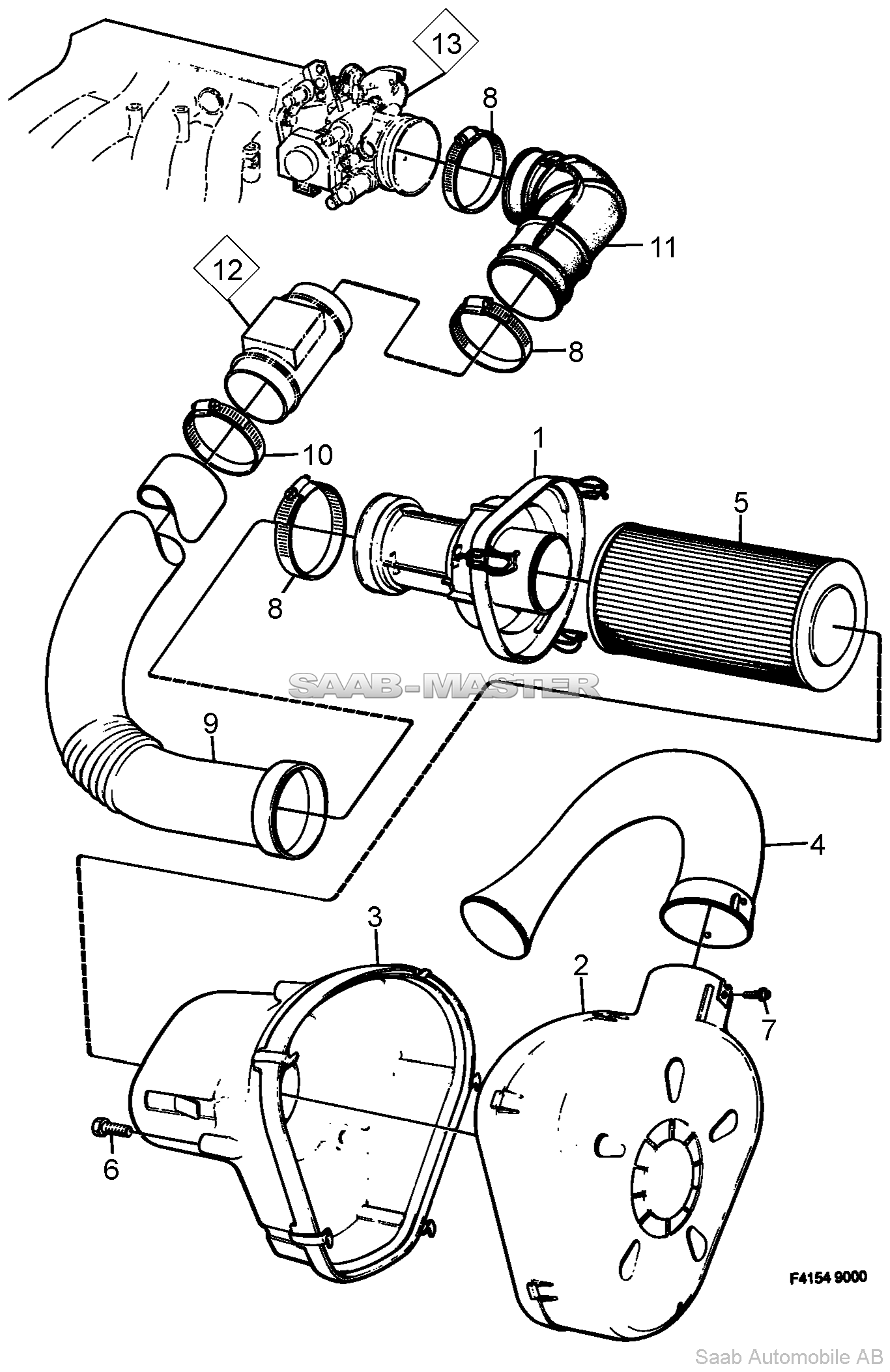 Воздухоочиститель - Двигатель   Касается также SE 1988B.