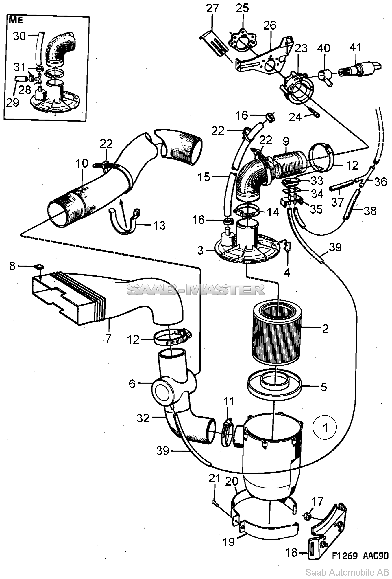 Воздухоочиститель - карбюраторный двигатель   Касается также Кабриолет 1994