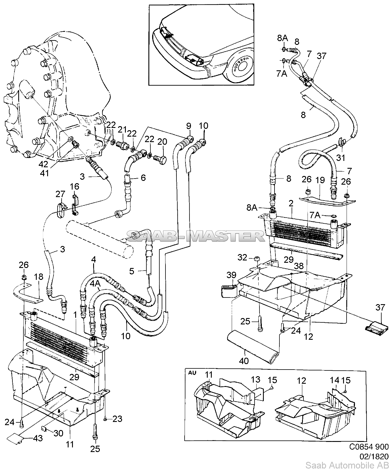 Воздушный охладитель масла - Двигатель и автоматическая коробка передач   Касается также Кабриолет 1994