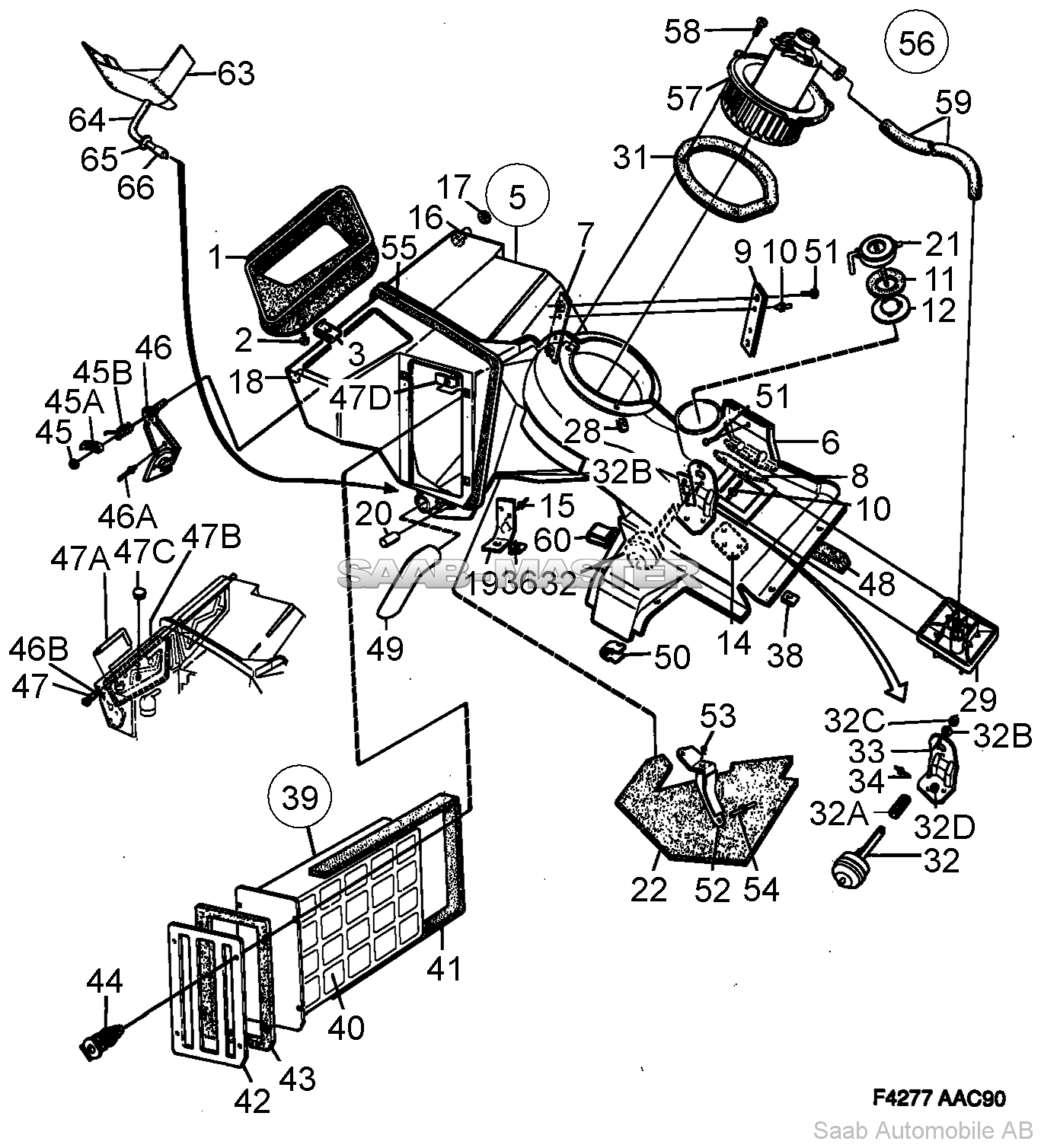 Узел вентилятора - Воздушный фильтр   Касается также Кабриолет 1994